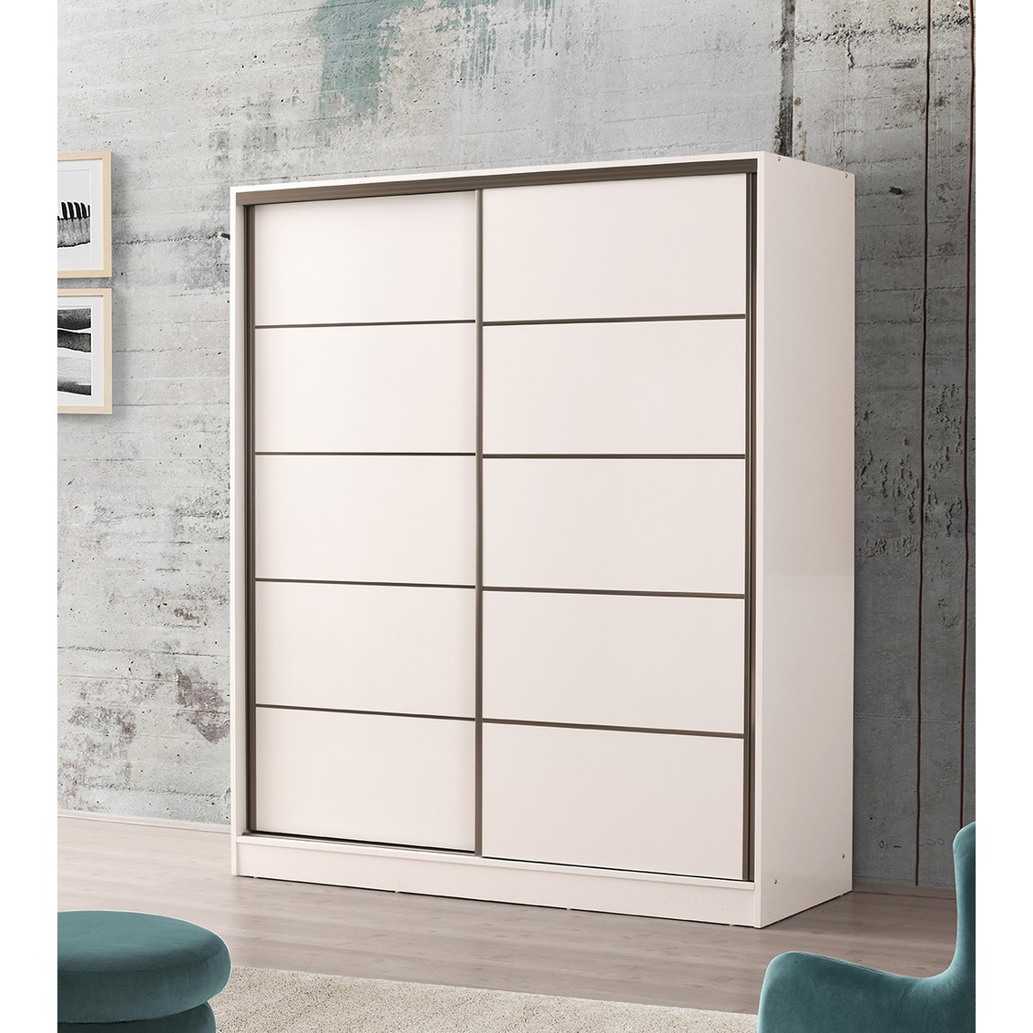 10399516721202.jpg Beenal Venüs Sürgülü Gardırop 180 cm - Parlak Beyaz - Görsel 1