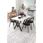 Evdemo Eylül 4 Kişilik Mutfak Masası Takımı Beyaz Siyah