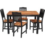 INTERBUILD REAL WOOD Swoppmokk Yemek Takımı 4 Sandalyeli 1 Masa, Akasya, Yağlı / Siyah Boyalı