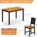 INTERBUILD REAL WOOD Swoppmokk Yemek Takımı 4 Sandalyeli 1 Masa, Akasya, Yağlı / Siyah Boyalı - Görsel 2