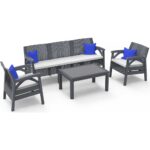 Santana Rattan 5li Bahçe Balkon Takımı ve Oturma Grubu Antrasit - Görsel 2