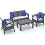 Santana Rattan 4lü Bahçe Balkon Takımı ve Oturma Grubu Antrasit - Görsel 2