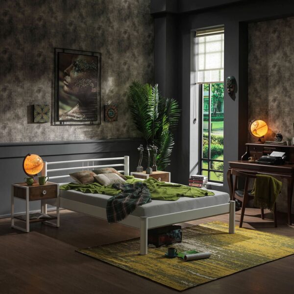 Unimet Asos-S Çift Kişilik Ferforje Metal Karyola-Beyaz