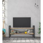 Morpanya Metal Tv Sehpası Raflı Tv Ünitesi Televizyon Sehpası LCD Tv Masası Ceviz MP118 - Görsel 3