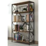 Morpanya Dekoratif 5 Raflı Kitaplık Metal Geniş Kitaplık Salon Ofis Dosya Kitap Rafı 90X180 cm Ural Ceviz MP148