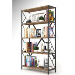 Morpanya Dekoratif 5 Raflı Kitaplık Metal Geniş Kitaplık Salon Ofis Dosya Kitap Rafı 90X180 cm Ural Ceviz MP148 - Görsel 3
