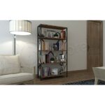 Morpanya Dekoratif 5 Raflı Kitaplık Metal Geniş Kitaplık Salon Ofis Dosya Kitap Rafı 90X180 cm Ural Ceviz MP148 - Görsel 4