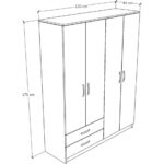 Metalia Novado 4 Kapaklı 2 Çekmeceli Gardırop - Beyaz - Görsel 3