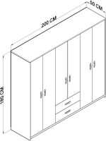 Metalia Cesar 6 Kapılı 2 Çekmeceli Gardırop - Beyaz - Görsel 2