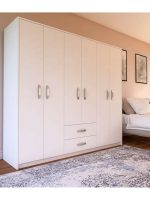 Metalia Cesar 6 Kapılı 2 Çekmeceli Gardırop - Beyaz - Görsel 3