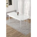 Canisa Concept Kor Serisi 70X114 Açılabilir Beyaz Mutfak Masası, Yemek Masası - Görsel 2