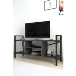 Bofigo Tv Sehpası Raflı Tv Ünitesi Televizyon Sehpası Antrasit - Görsel 2