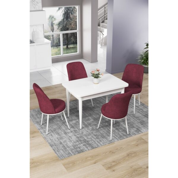 Canisa Concept Nil Serisi 70 x 110 cm Sabit Beyaz Mutfak Masa Takımı+4 Adet Sandalye