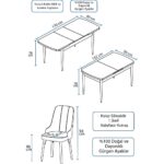 Are Serisi, 80X132 Açılabilir Mdf Masa, Barok Ahşap Desenli Mutfak Masa Takımı 6 Sandalye - Görsel 5