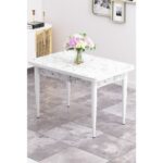 Canisa Concept Nil Serisi, Benchli Yemek Masası Takımı, Beyaz Mermer Desenli Sabit Masa - Görsel 2