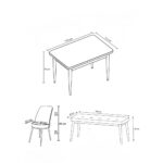 Canisa Concept Nil Serisi, Benchli Yemek Masası Takımı, Beyaz Mermer Desenli Sabit Masa - Görsel 5