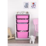 Pratico 2 Büyük 2 Küçük Pembe Sepetli Oyuncak Dolabı