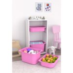 Pratico 2 Büyük 2 Küçük Pembe Sepetli Oyuncak Dolabı - Görsel 2