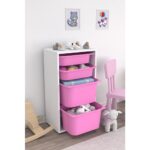 Pratico 2 Büyük 2 Küçük Pembe Sepetli Oyuncak Dolabı - Görsel 3
