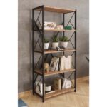 Morpanya Sera Metal Kitaplık 5 Raflı Çok Amaçlı Dosya Kitap Rafı Ofis Salon Mutfak Raf 150 cm Ceviz