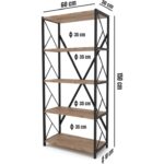 Morpanya Sera Metal Kitaplık 5 Raflı Çok Amaçlı Dosya Kitap Rafı Ofis Salon Mutfak Raf 150 cm Ceviz - Görsel 4