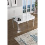 Canisa Concept Han Serisi 70 x 114 Cm, Açılabilir Mdf Mutfak Masa Takımı, Beyaz Masa ve 4 Sandalye - Görsel 2