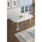 Canisa Concept Han Serisi 70 x 114 Cm, Açılabilir Mdf Mutfak Masa Takımı, Beyaz Masa ve 4 Sandalye - Görsel 3