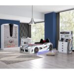 Setay Sports Çocuk Odası Takımı, Beyaz - Audi Arabalı Yatak - Dolap - Masa - Şifonyer
