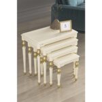 Canisa Saray Serisi - 1.sınıf Mdf ve Lake Boya Avangart 4'lü Zigon Sehpa Takımı Krem - Görsel 2