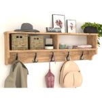Bofigo Portmanto Duvar Askılığı Elbise Askılığı Raflı Duvar Askılığı Çam 120 cm - Görsel 2