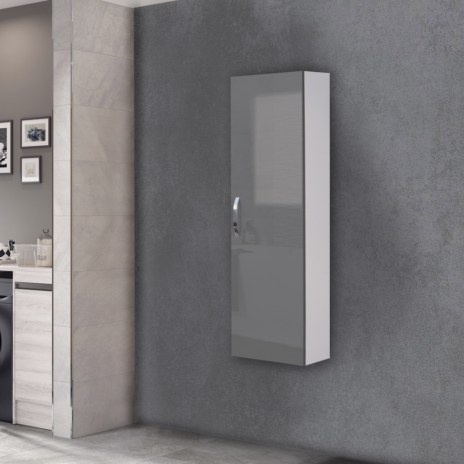 110000151581813.jpg Trio Modül Asmira Boy Dolap - 35 cm - Antrasit Gri - Görsel 1