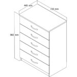Şifonyer 5 Çekmeceli Beyaz - SFY0201 - Görsel 4