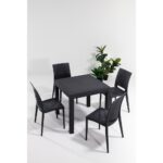 Mobetto Rattan 80X80 Bahçe&balkon&teras Masa Seti - Antrasit