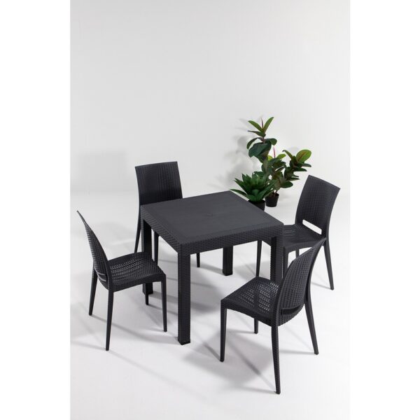 Mobetto Rattan 80X80 Bahçe&balkon&teras Masa Seti - Antrasit