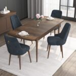 Noa Serisi, 80X132 Açılabilir Mdf Masa, Barok Ahşap Desenli Mutfak Masa Takımı, 4 Sandalye - Görsel 2