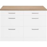 T Designo Tdesigno Ares Mutfak 6 Çekmeceli Alt Modül 120 cm Beyaz Tezgah Dahil