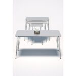 Gold Falez Zigon Sehpa Kr ve Orta Sehpa Kr Set Gümüş Beyaz Tel