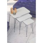 Gold Falez Zigon Sehpa Kr ve Orta Sehpa Kr Set Gümüş Beyaz Tel - Görsel 3