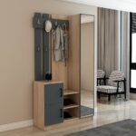 Afilli Nova Kapaklı Aynalı Portmanto Vestiyer Tamamı Mdflam Flora Antrasit