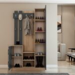 Afilli Nova Kapaklı Aynalı Portmanto Vestiyer Tamamı Mdflam Flora Antrasit - Görsel 3