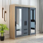 Afilli Izmir Sürgülü Aynalı ve Kapaklı Gardrop Dolap