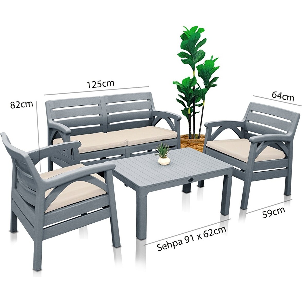 110000213764800.jpg Çavdar Group Santana 2+1+1 Bahçe Balkon Teras Veranda Oturma Grubu-Sehpalı Koltuk Seti - Görsel 1