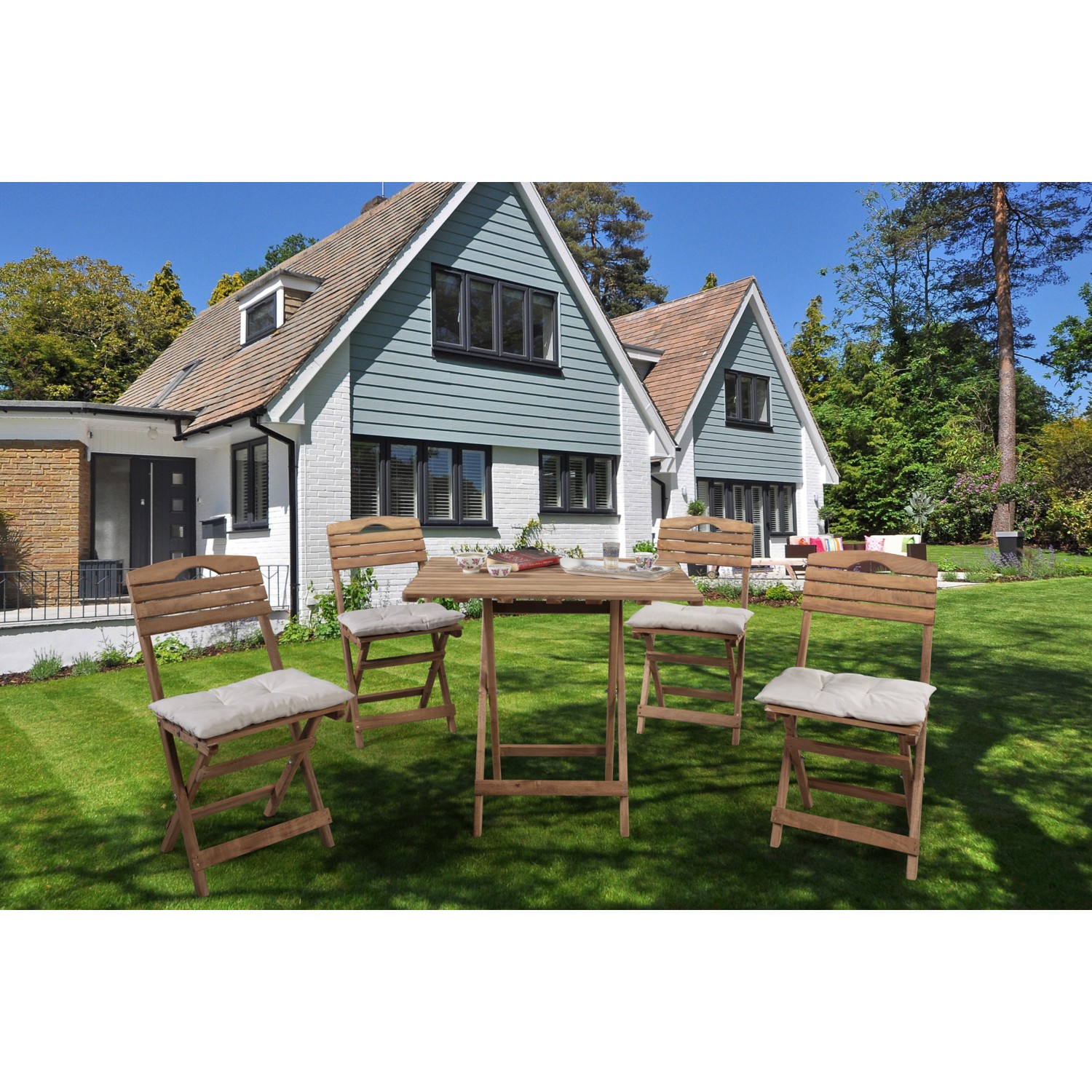 110000220303022.jpg Barış Ahşap Ahşap Katlanır 4 Kişilik Minderli Masa Sandalye Seti Balkon Bahçe Teras Masa Sandalye Seti - Görsel 1