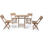 Barış Ahşap Ahşap Katlanır 4 Kişilik Minderli Masa Sandalye Seti Balkon Bahçe Teras Masa Sandalye Seti - Görsel 2
