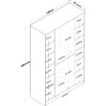 Rani BA116 Geniş Gardırop Elbise Dolabı 4 Kapaklı 14 Raflı 2 Askılı Sepet Ceviz - Beyaz - Görsel 2