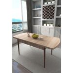 Renlife Yemek Masası Mutfak Masası Ahşap Ayaklı Masa Oval Açılır Masa (Sonomo) - Görsel 3