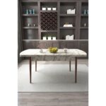 Renlife Yemek Masası Mutfak Masası Ahşap Ayaklı Masa Oval Açılır Masa (Beyaz Mermer) - Görsel 2