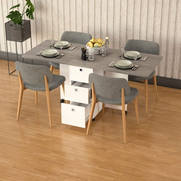 Asra Trend Katlanır Masa Beyaz & Retro Gri Km-01