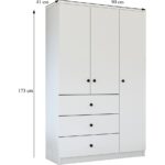 Metalia Gm 308 Ece Lüx 3 Kapı 3 Çekmeceli Düğme Kulplu Gardırop - Görsel 5