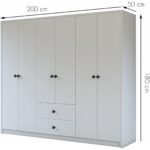Metalia Gm 069 Delüx 6 Kapı 2 Çekmeceli Düğme Kulplu Gardırop - Görsel 5